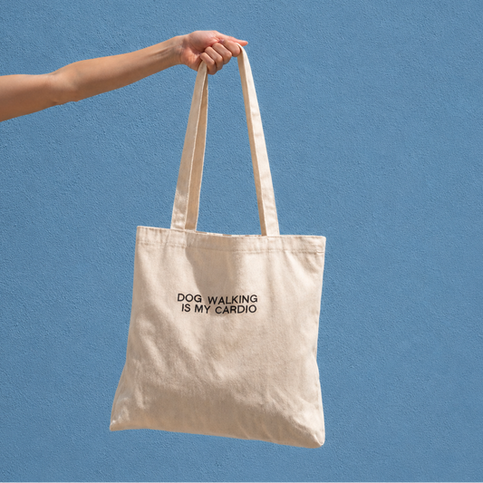 'Dog walking is my cardio' tote bag